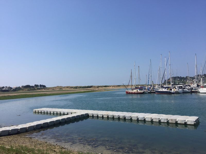 Modular pontoon across a calm harbour